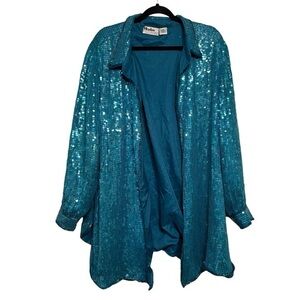 VINTAGE Main Street Oversized Open Front Sequin Embellished Blazer Jacket